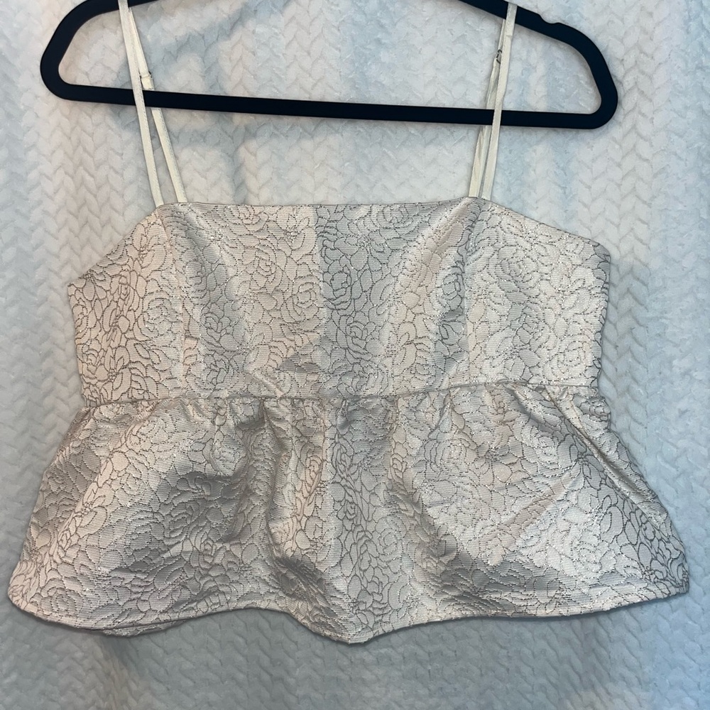 Elegant Cream Lace with sparkles and golden details  Women's Top